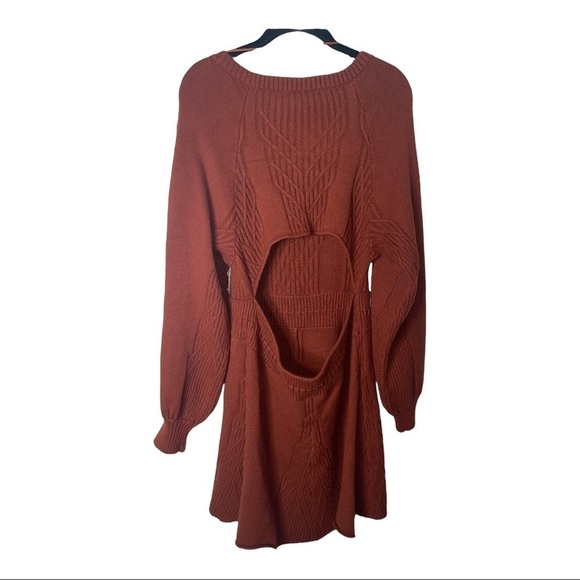 NWT FREE PEOPLE x REVOLVE Emmaline Long Sleeve Open Back Sweater Mini Dress XL - Picture 8 of 11